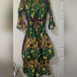 Colorful Off-Shoulder Women's Dress